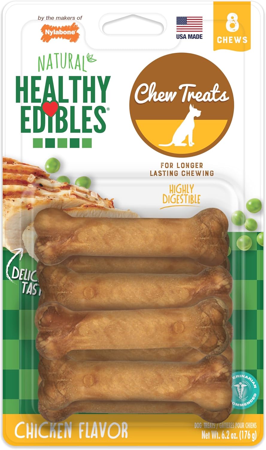 Nylabone Healthy Edibles Natural Chews, Long Lasting Dog Bones, Healthy Dog Treats, Bacon Flavor, X-Small (8 Count) - Image 12