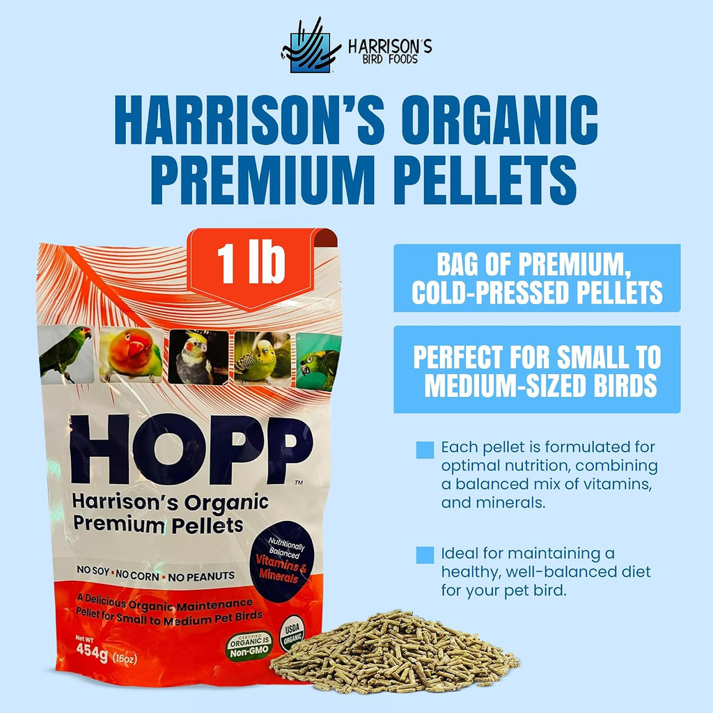 Back label displaying ingredients and feeding guidelines for HOPP