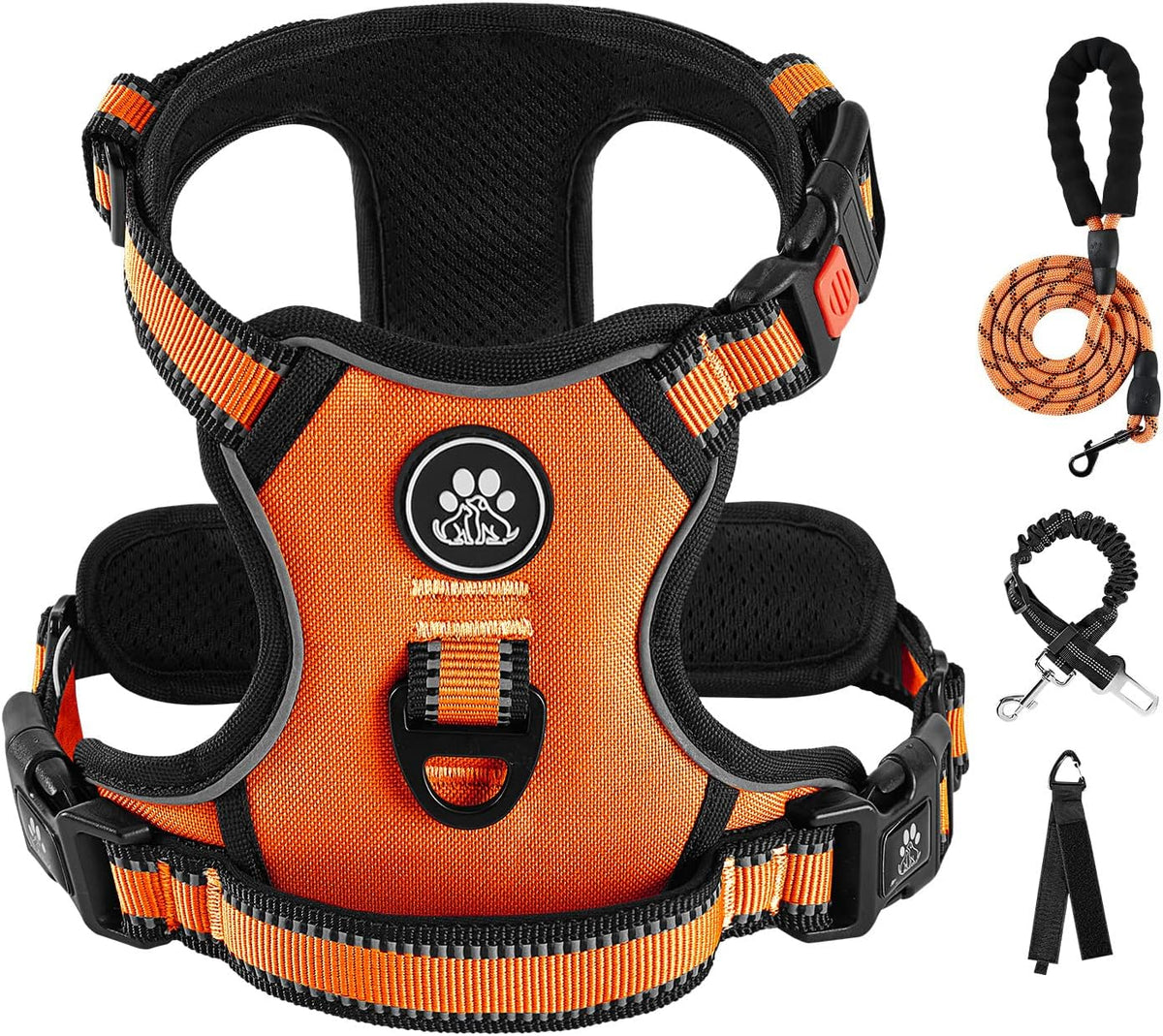 IVY&LANE No Pull Dog Harness for Medium Dogs, Dog Vest Harness with Leash, Safety Belt and Storage Strap, Fully Adjustable Harness, 360 degrees Reflective Strip, Soft Handle (Purple, M) - Image 11