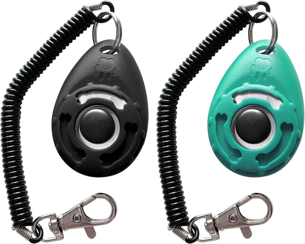 HoAoOo Pet Trainer Clicker with coiled elastic wrist strap for hands free use