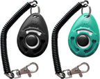 HoAoOo Pet Trainer Clicker with coiled elastic wrist strap for hands free use