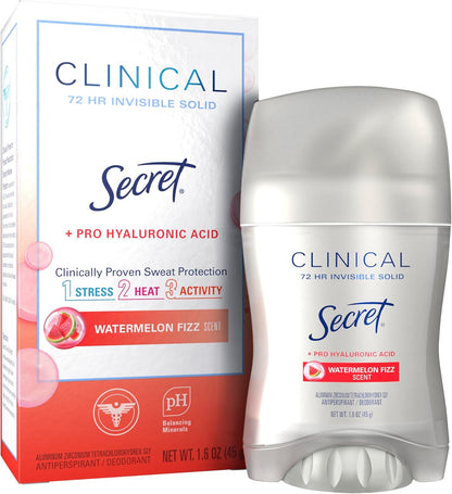 Secret Clinical Strength 100HR Sweat & Odor, Invisible Solid Antiperspirant Deodorant for Women, 3X Stress Protection with Hyaluronic Acid, PH Balancing, Completely Clean Scent, 1.6 oz - Image 12