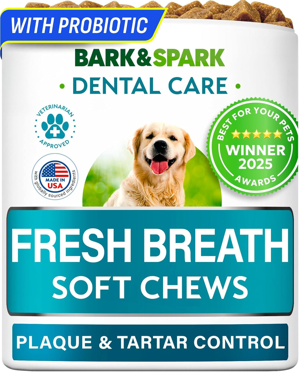 BARK&SPARK Probiotics for Dogs Digestive Health w/Enzymes - Diarrhea Gas Treatment Upset Stomach Relief - Allergy & Itchy Skin - Pet Dogs Probiotics - Digestion Supplement Treat (120Ct Chicken) - Image 11