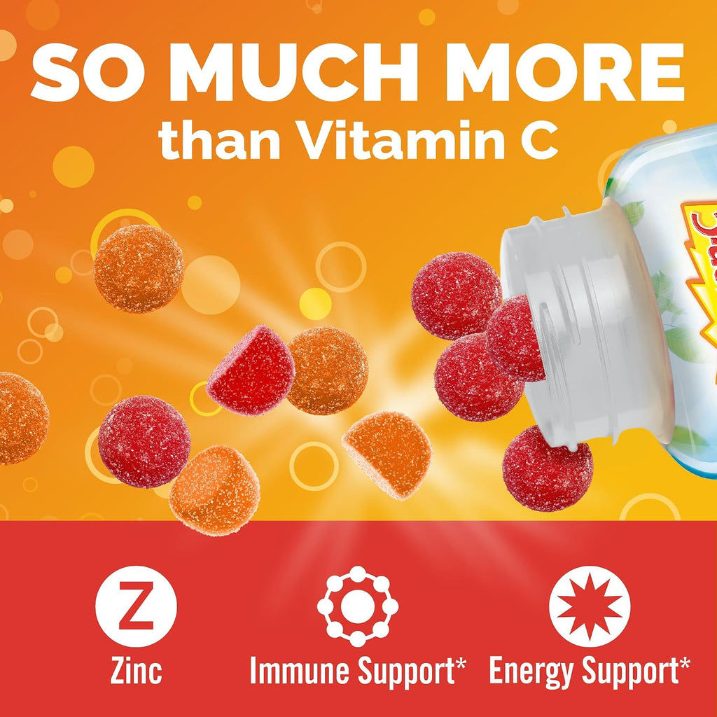Emergen-C vitamin gummies bottle showing supplement facts label