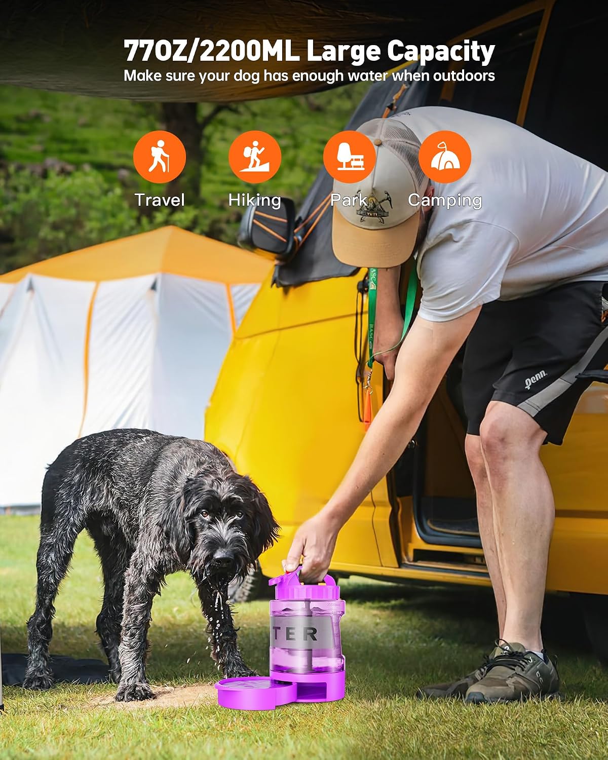 PetNF travel dog water cup with integrated pull out drinking bowl