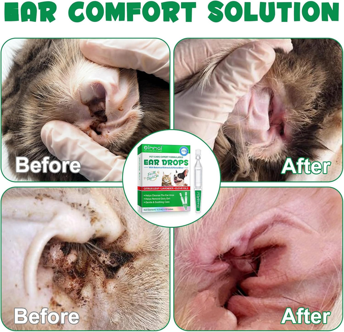 Travel friendly pet ear cleaning solution set