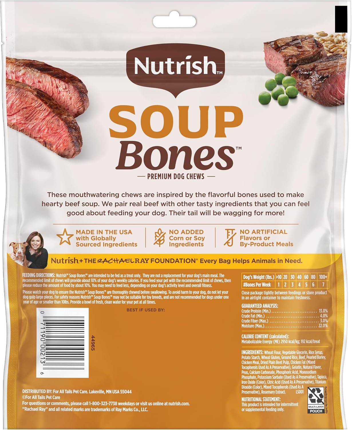 Nutrish Soup Bones Premium Dog Chews with Real Beef and Barley, 11 Chews, Packaging May Vary (Rachael Ray) - Image 9