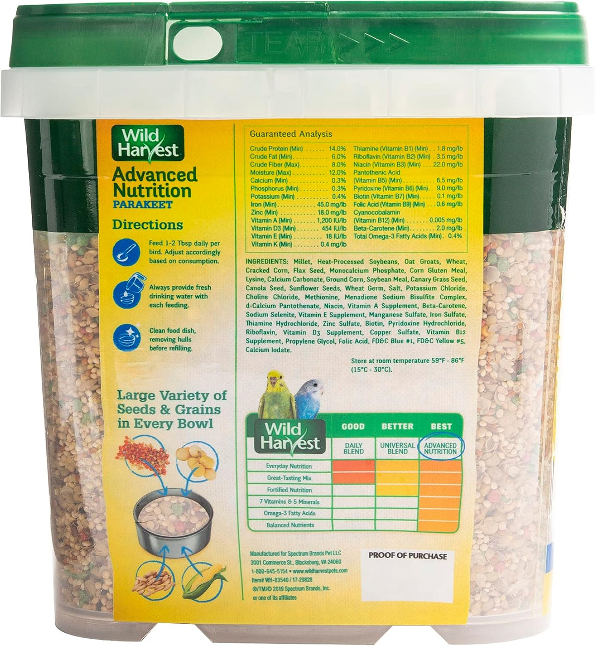 Close up of Wild Harvest parakeet food seed and grain blend texture
