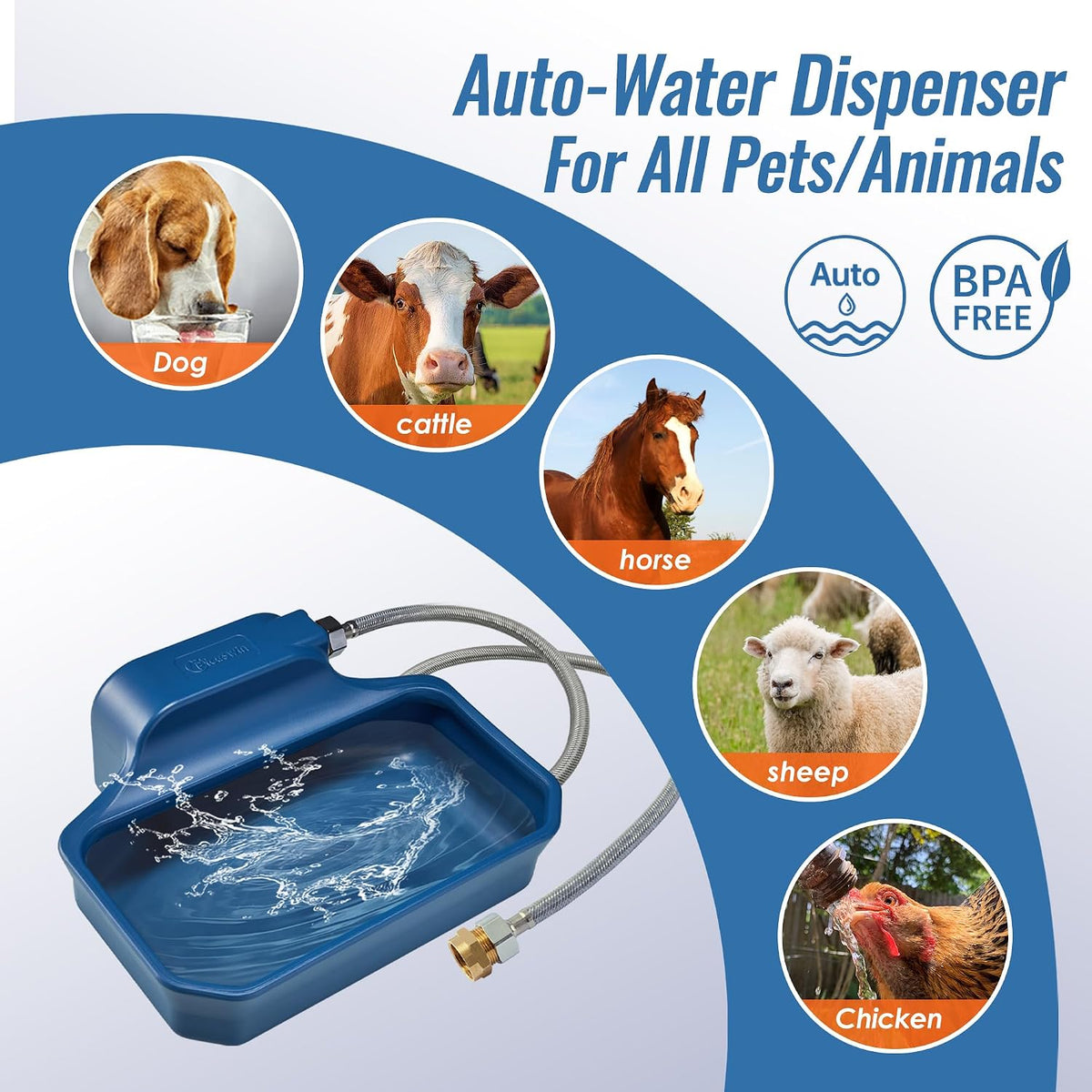 PETIMI blue automatic pet water bowl packaging and installation parts view