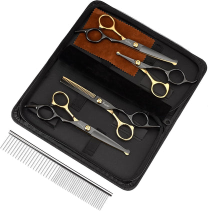 Dog Grooming Scissors Kit, Fcysy Professional Pet Shears for Cats at Home, Dog Grooming Tools with Curved & Straight Blades Scissors Thinning Shears Pet Supply Set - Image 9