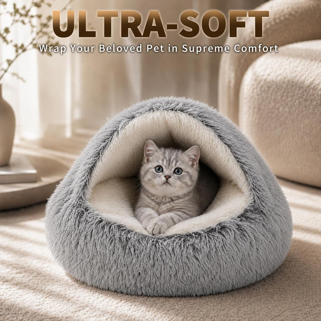Top down view of small dog resting in a 20-inch round pet bed