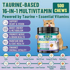 Back label of Wagmee cat vitamins showing full product directions and usage guide