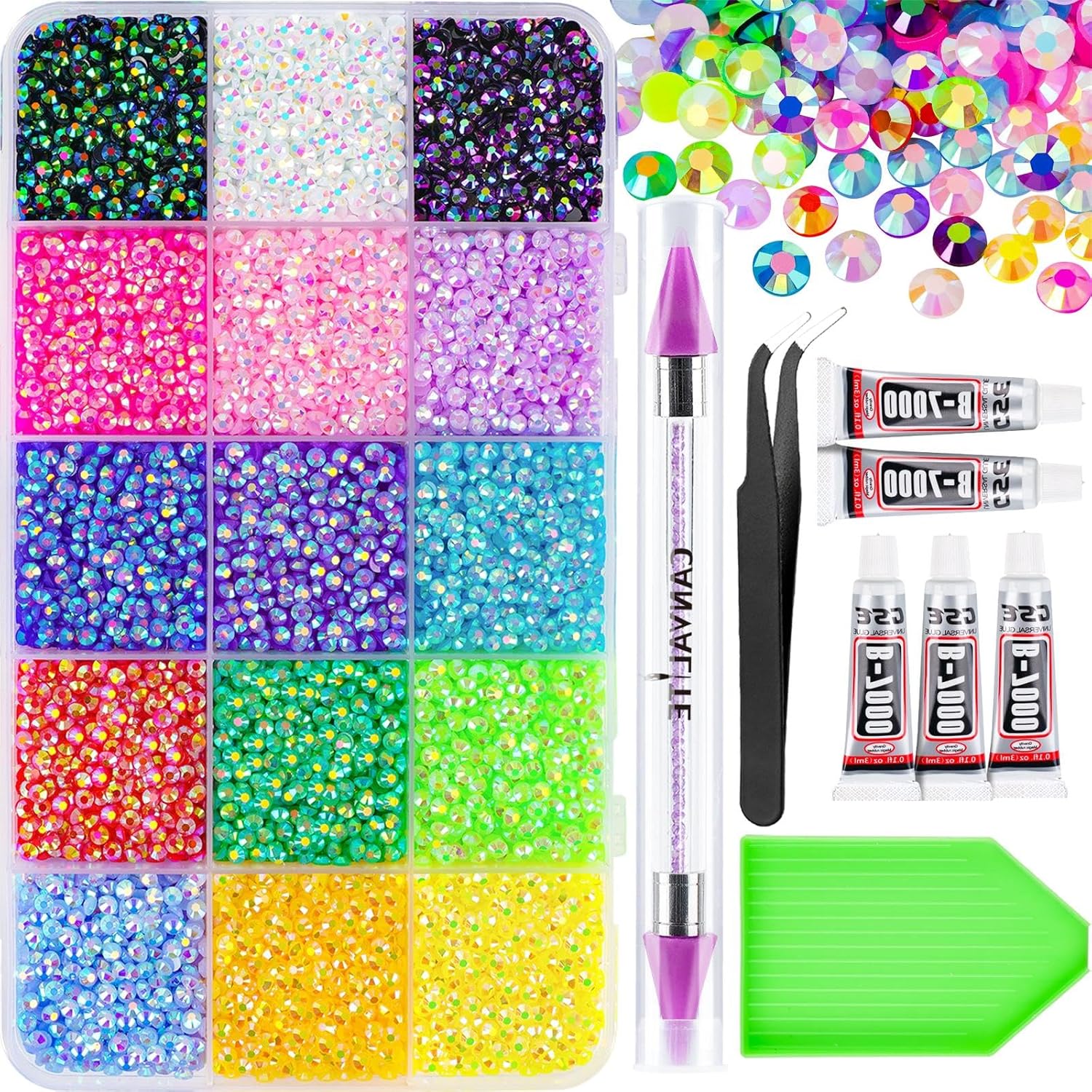 Canvalite 18000 piece resin jelly rhinestone kit front view