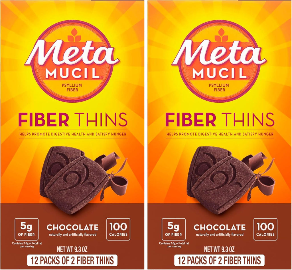 Metamucil, Fiber Thins, Daily Psyllium Husk Fiber Supplement, Supports Digestive Health and Satisfies Hunger, Chocolate Flavor, 48 Total Servings (4 Packs of 12) - Image 10