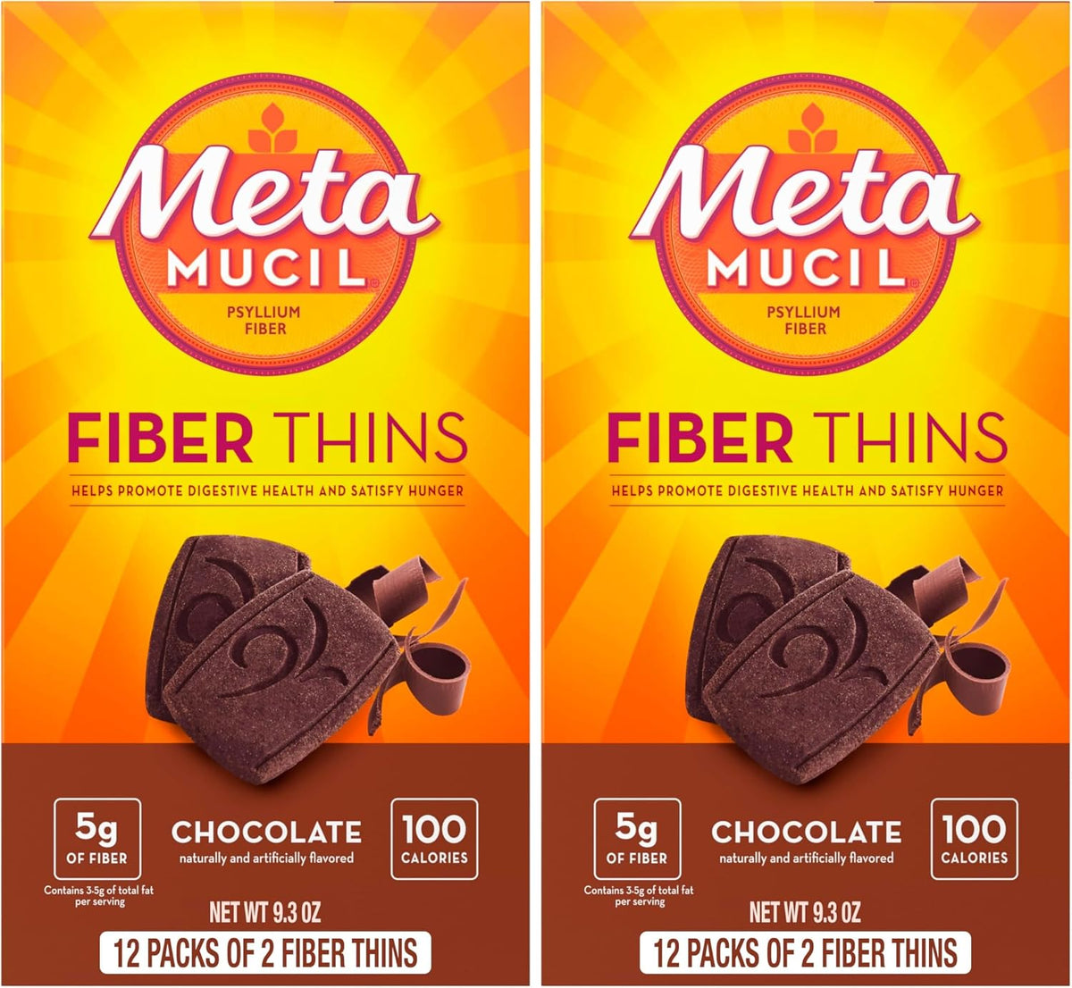 Metamucil, Fiber Thins, Daily Psyllium Husk Fiber Supplement, Supports Digestive Health and Satisfies Hunger, Chocolate Flavor, 48 Total Servings (4 Packs of 12) - Image 10