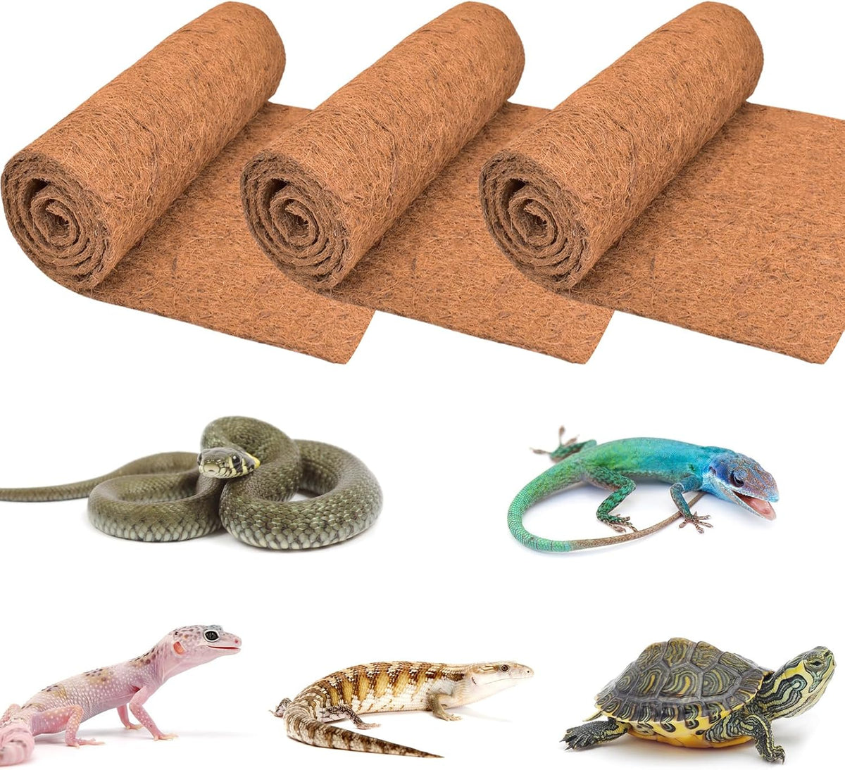ZeeDix 10 Pcs Reptile Carpet, 12X12 inch Natural Coconut Fiber Liner Mat Flooring Accessories for Reptile Tank - Bearded Dragon Tortoise Lizard Turtle Snake Leopard Gecko Substrate Bedding - Image 9