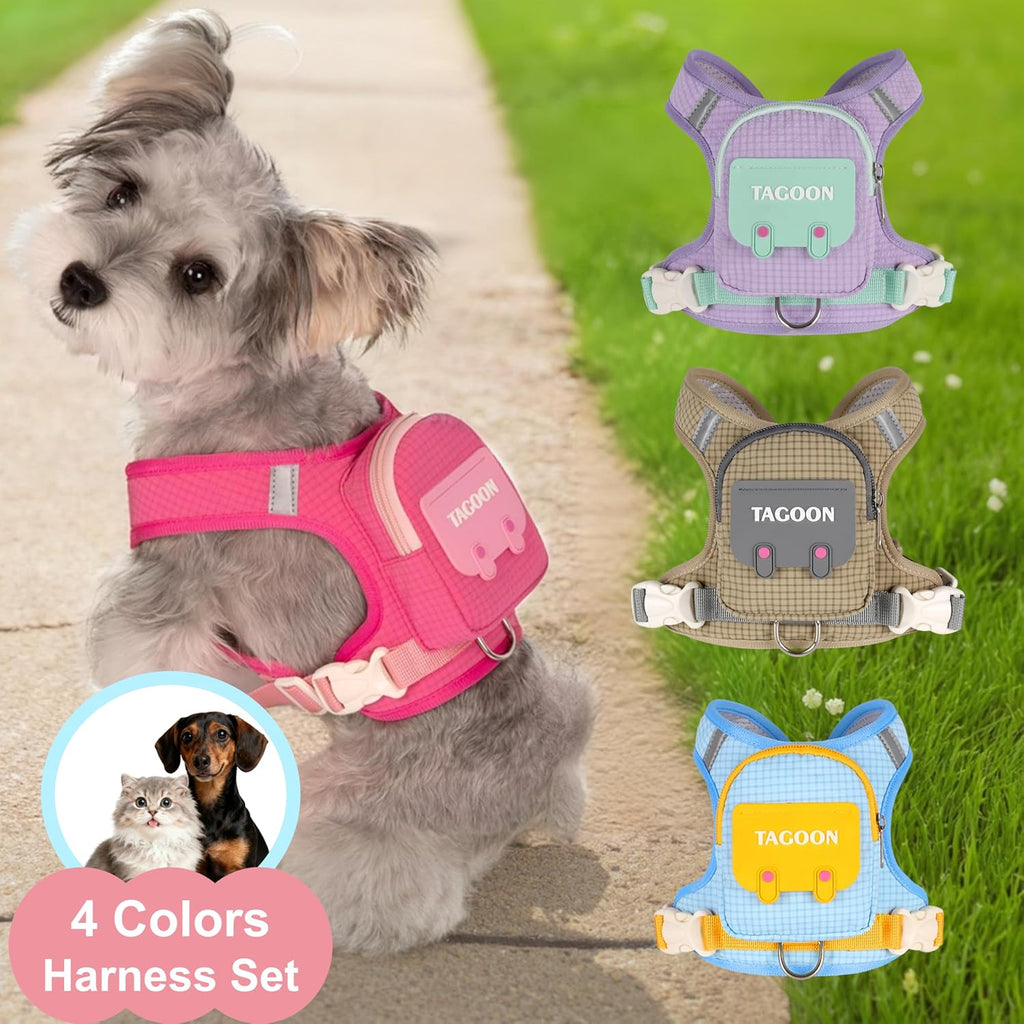 Dhgate small medium dog walking backpack set with matching five-foot long nylon leash attached to the vest.