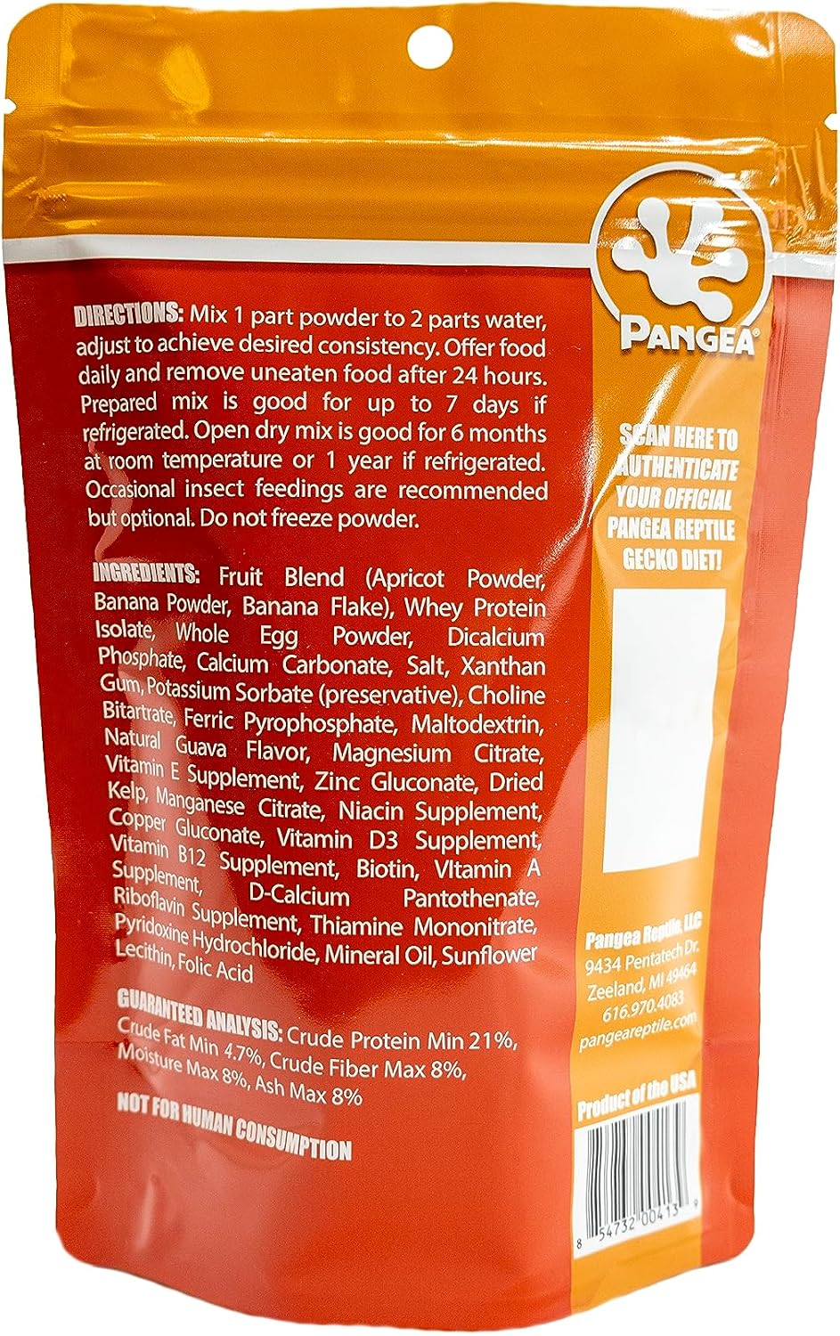 Pangea Apricot Gecko Diet powder formula close up view