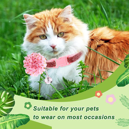 Saintrygo chiffon floral pet charms with pearl embellishments close up view