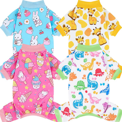 XPUDAC 4 Pieces Dog Pajamas Soft Strechy Puppy Onesies Pet Clothes for Small Medium Dogs Boy Girl Cat Pet Outfit, 153-XS - Image 9