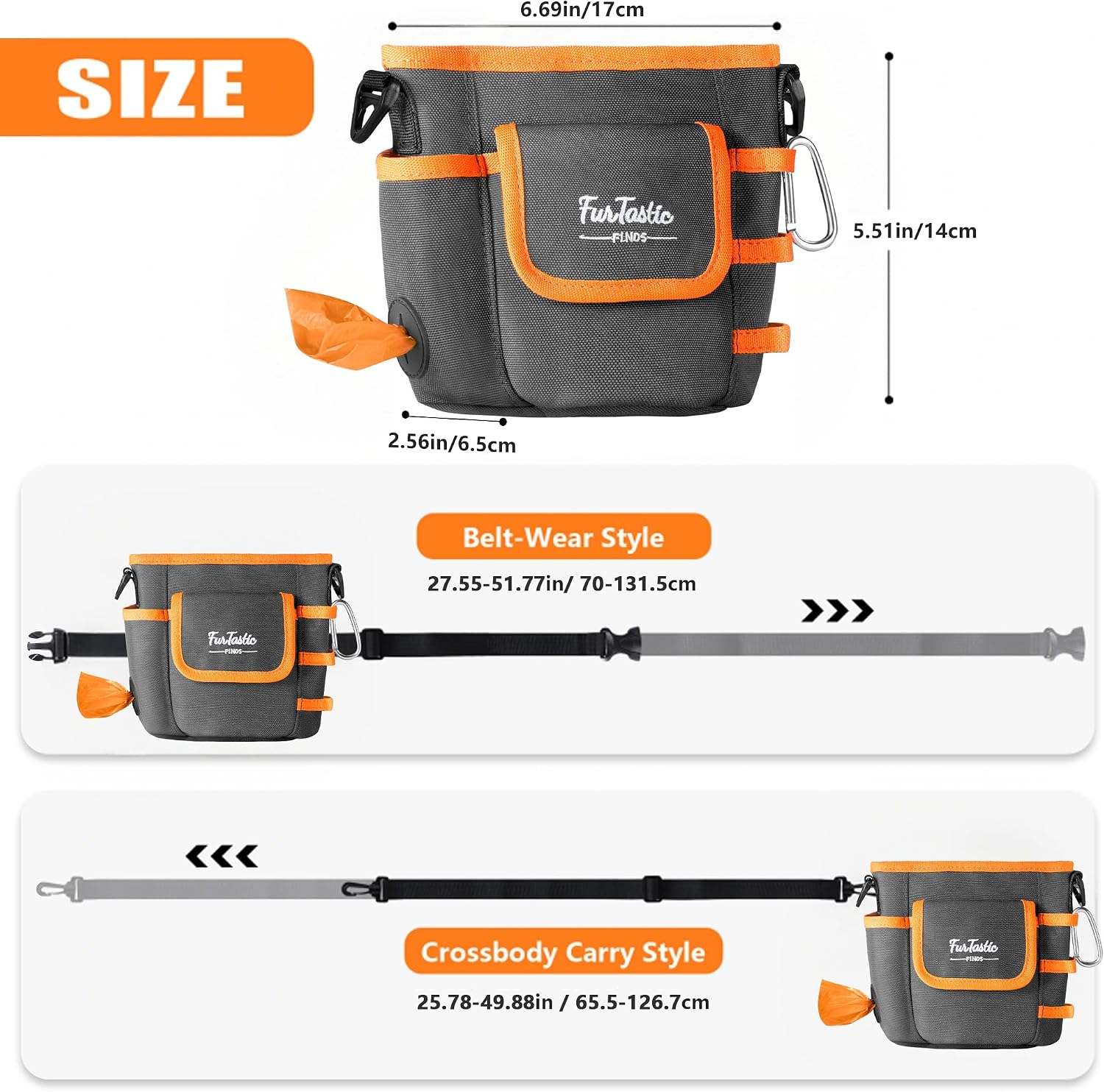 Side view of FurtasticFinds dog pouch with poop bag dispenser