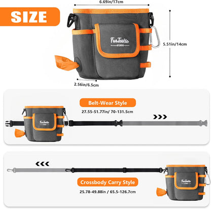 Side view of FurtasticFinds dog pouch with poop bag dispenser