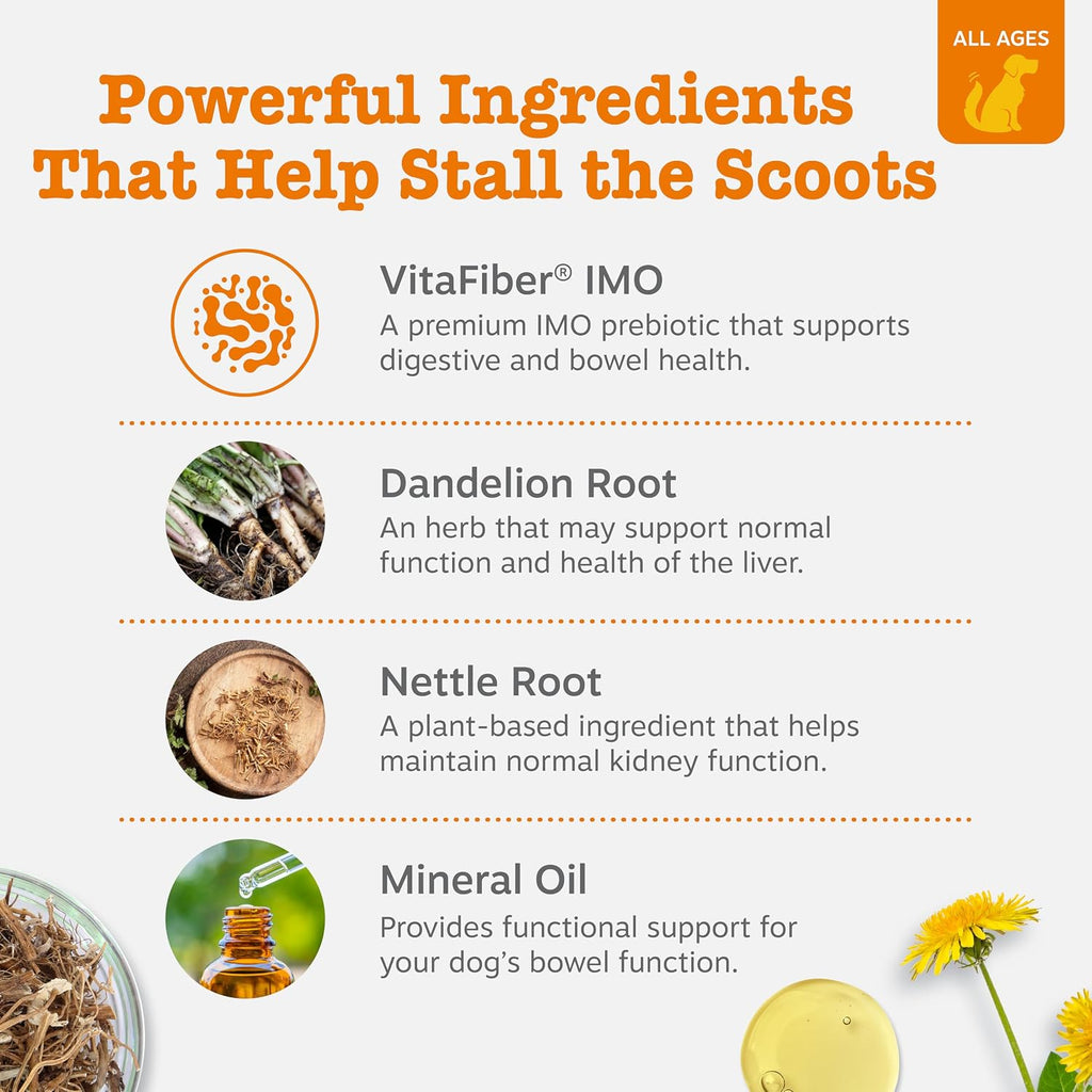 Back of Zesty Paws Scoot Away jar displaying ingredient list