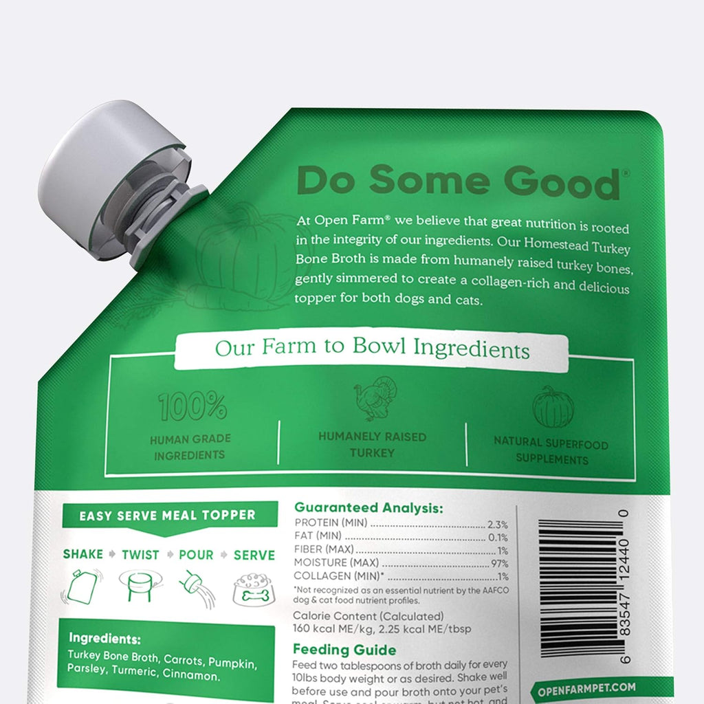 Open Farm bone broth nutritional ingredients label
