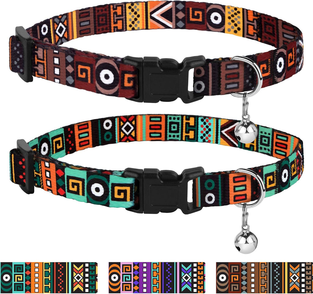 CollarDirect Cat Collar Breakaway with Removable Bell Set of 2 PCS Tribal Pattern Aztec Pet Safety Adjustable Kitten Collar - Image 10