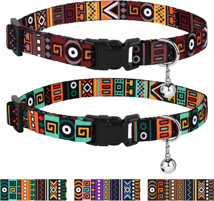 CollarDirect Cat Collar Breakaway with Removable Bell Set of 2 PCS Tribal Pattern Aztec Pet Safety Adjustable Kitten Collar - Image 10
