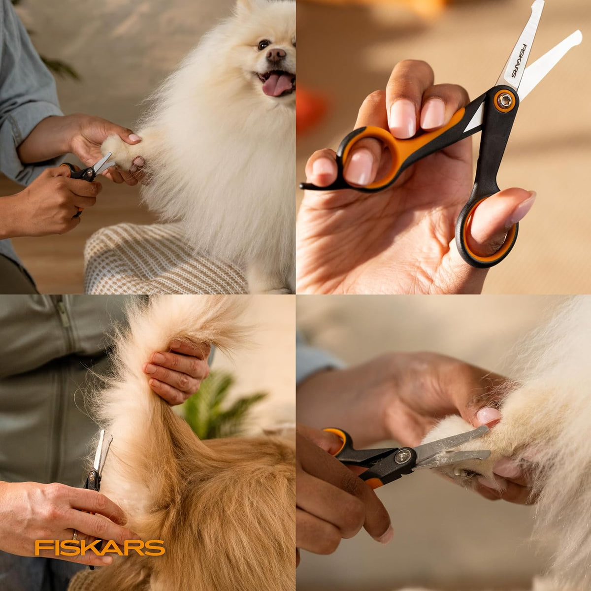 Fiskars Pet, Dog & Cat Grooming Scissors, Rounded Tips & SoftGrip Handle, Cat and Dog Supplies, 5.5", Orange/Black, Detailing Scissors - Image 9