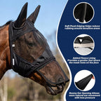 Close up of breathable UV protection mesh on Sagud fly mask