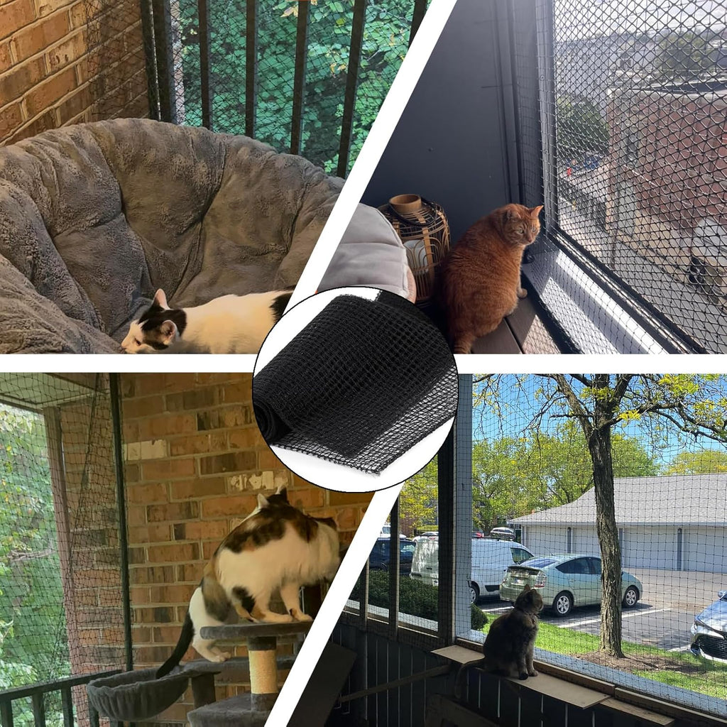 Poyee cat netting installed on a patio to create a catio