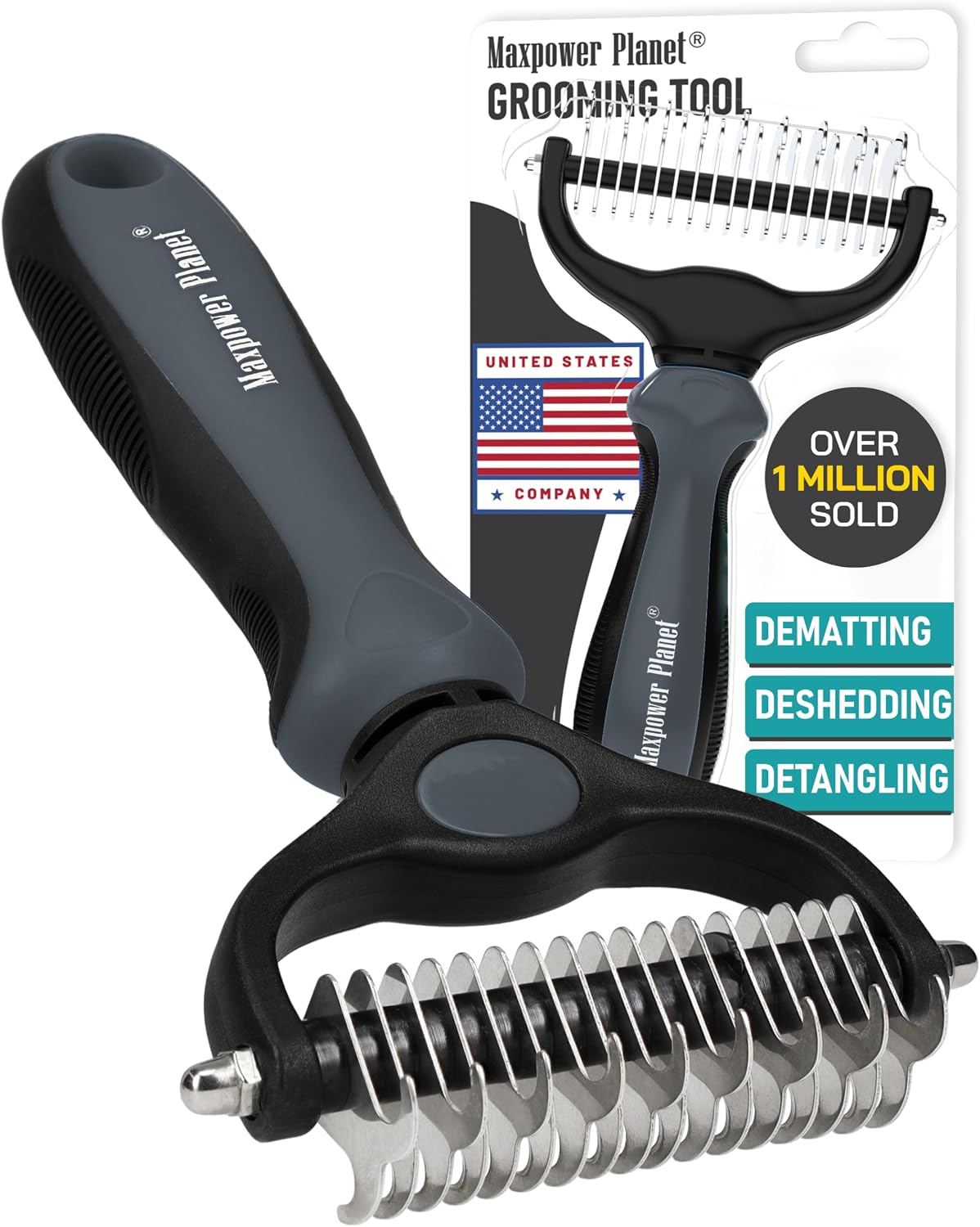 Maxpower Planet Original Pet Grooming Rake - Double-Sided Deshedding Dematting Tool, Undercoat Rake for Dogs & Cats, Extra-Wide Dog Grooming Brush & Deshedder Comb for Long Hair, Reduces Shedding 95% - Image 14
