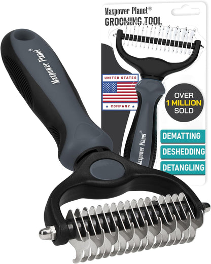 Maxpower Planet Hair Brush - Double Sided Shedding, Dematting Undercoat Rake for Dogs and Cats - Extra Wide Dog Grooming Brush, Reduce Shedding by 95%, Turquoise - Image 14