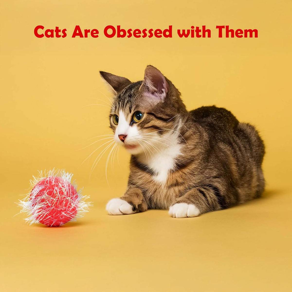Thirty pack arrangement of durable sparkle pom pom balls designed for active indoor cats.