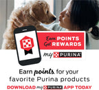 Back of Purina Friskies cat treats pouch displaying feeding guidelines