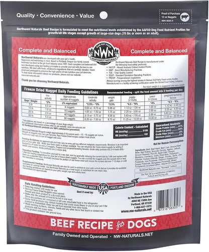 Authentic USA imported Northwest Naturals freeze dried dog food premium packaging on a clean display.