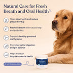 Back label of Pawfy Orahound showing premium USA imported natural ingredients list.