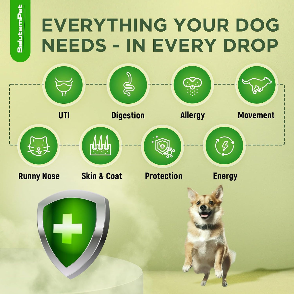 SalutemPet dog infection relief liquid bottle herbal allergy supplement