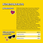 Back label of imported pet food container with feeding guidelines