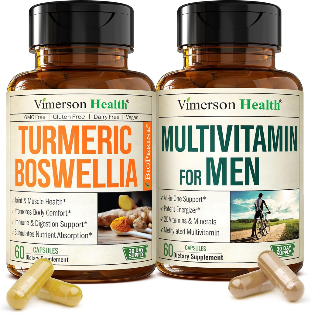 Vimerson Health Boswellia turmeric and men's multivitamin supplement bundle