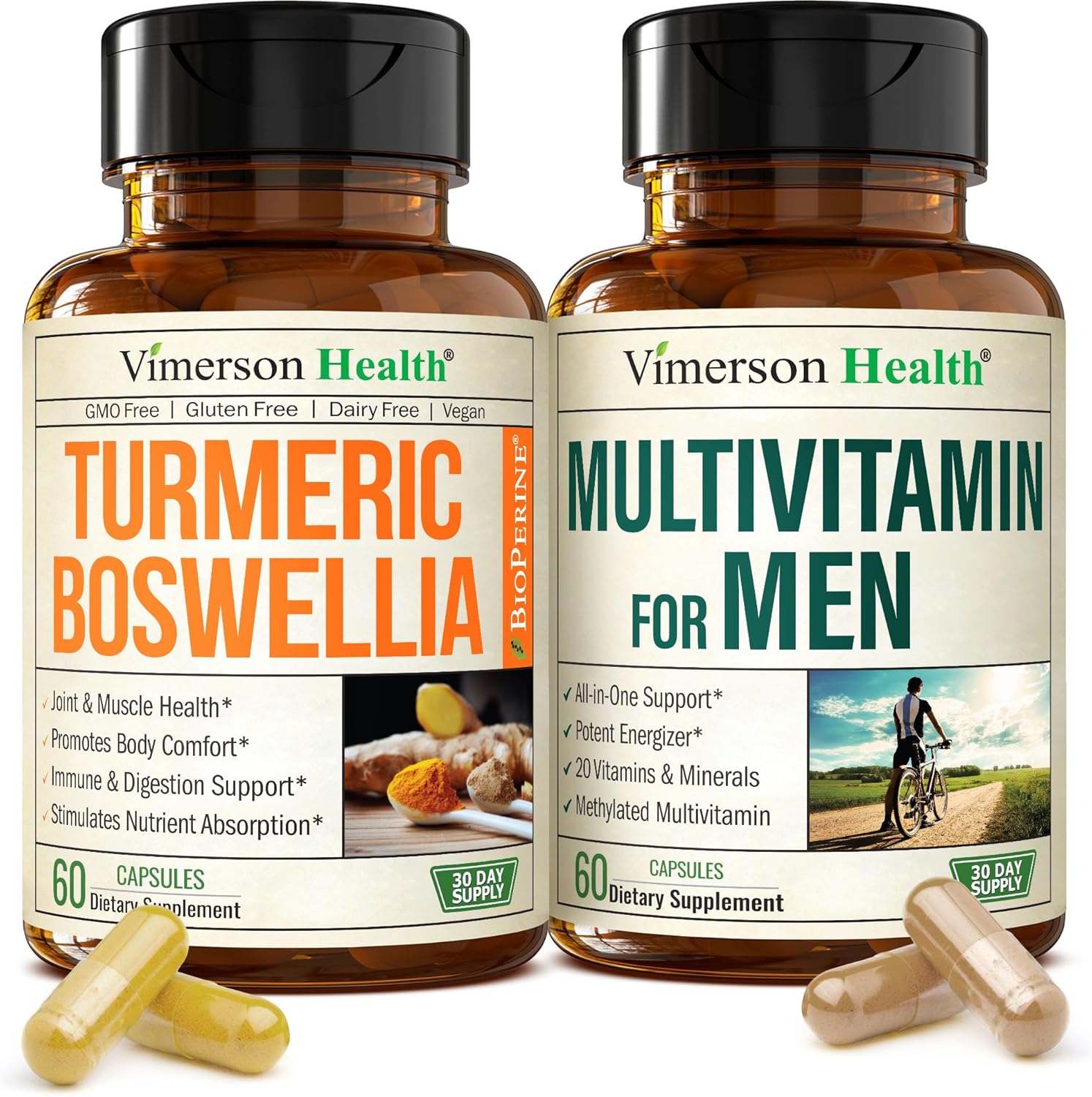 Vimerson Health Boswellia turmeric and men's multivitamin supplement bundle