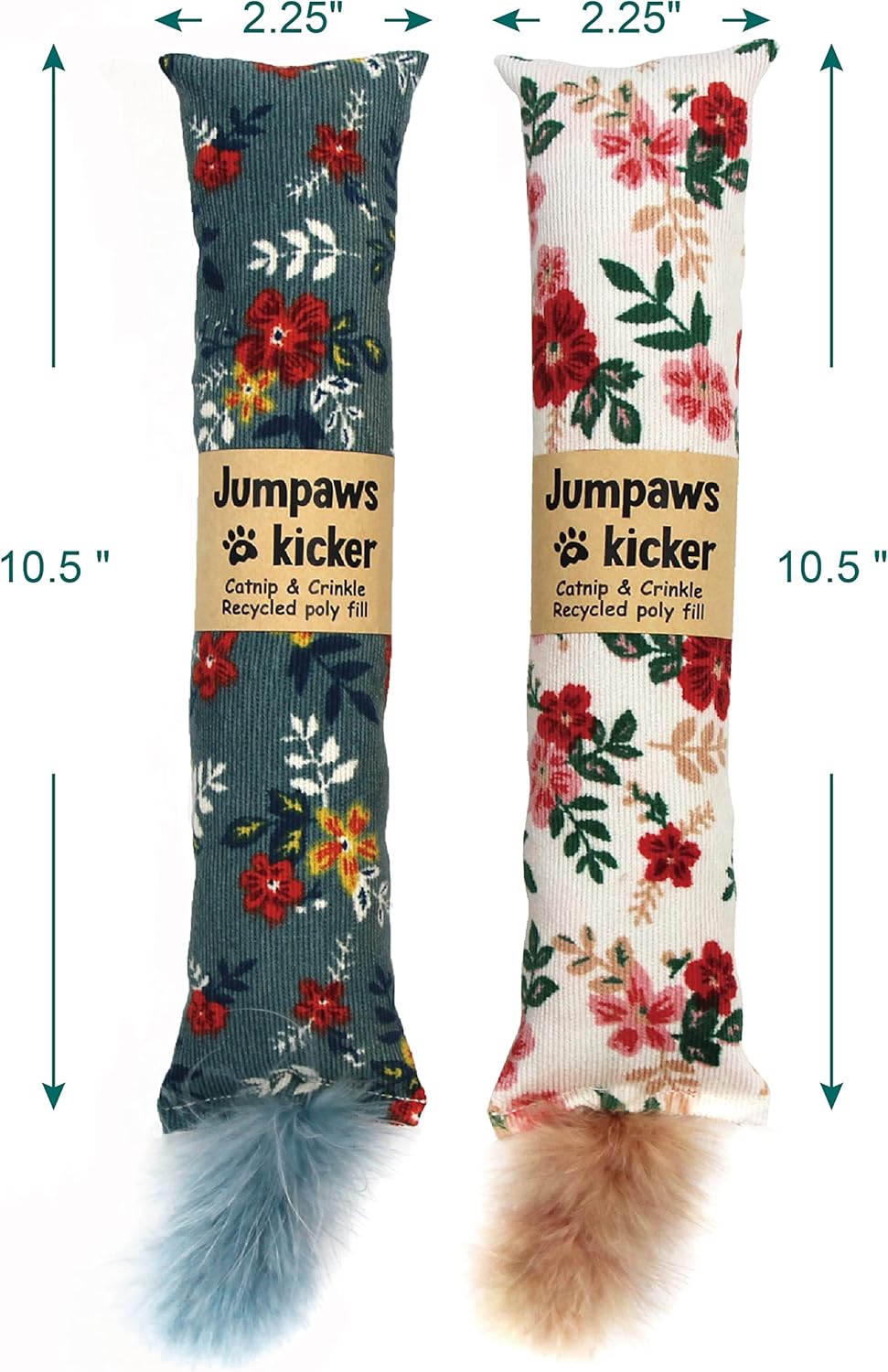 Jumpaws cat kicker floral pattern design with feather tail