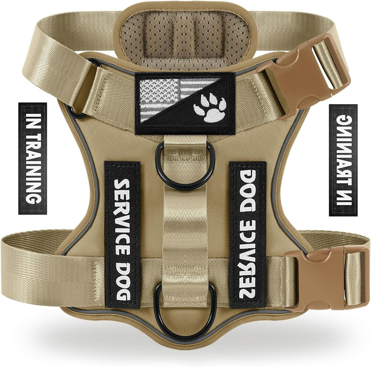 Service Dog Harness, Reflective Dog Vest Harness with 5 PCS Patches, Adjustable Soft Oxford Pet Harness, Inner Layer Mesh, Easy to Control for Dogs (All-RED, Small (Pack of 1)) - Image 15