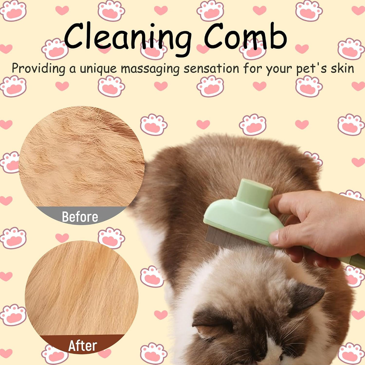 Yellow and green cat hair removal comb set