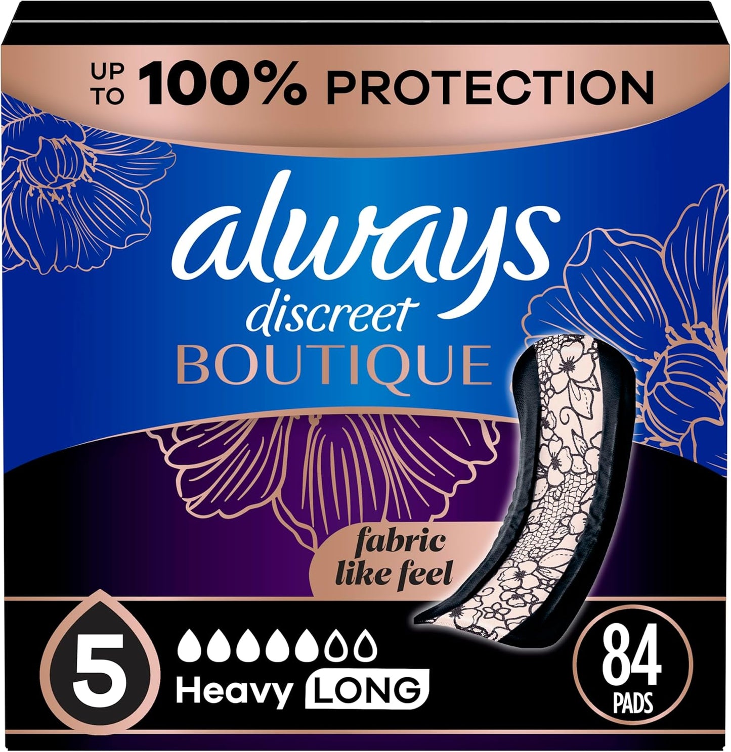 Always Discreet Boutique adult incontinence pads front packaging view