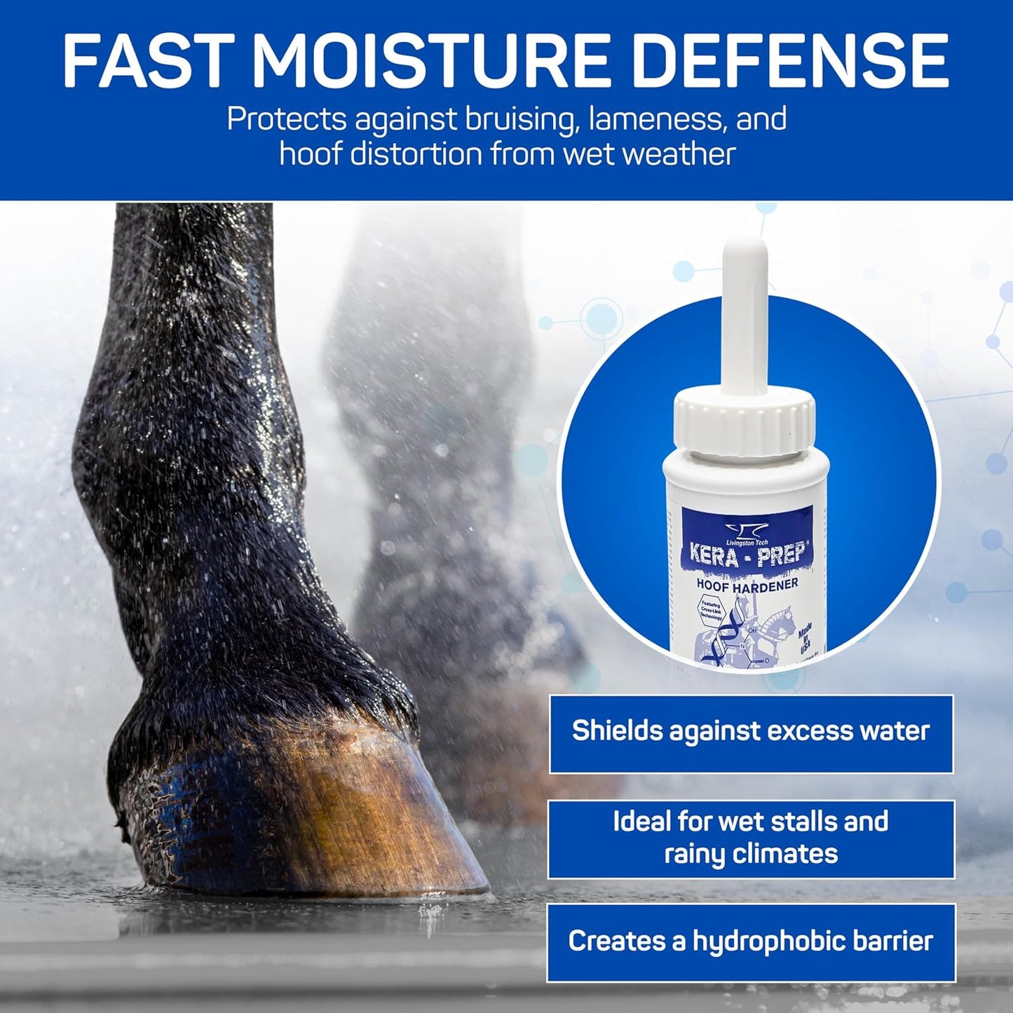 Kera Prep horse hoof hardener molecular cross linking treatment