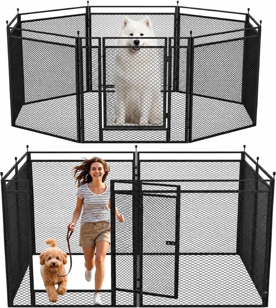 Dog Fence Outdoor for Yard, 40" Height 16 Panels Metal Dog Fence for Dogs, Portable & Foldable Dog Pen, Wireless Dog Playpen Alternative, Temporary Dog Fence for RV Camping, Indoor Outdoor Use - Image 9