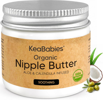 KeaBabies Organic Nipple Butter 2 Ounce jar front view